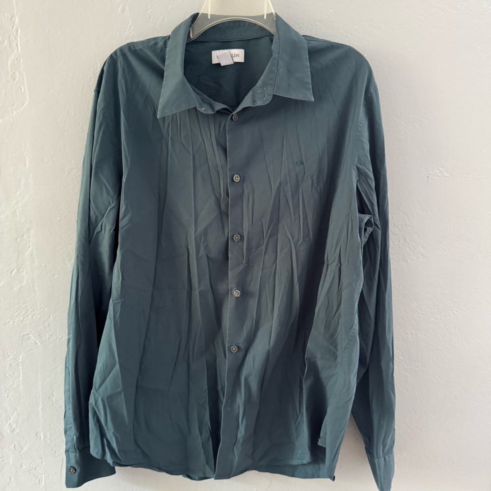 Calvin Klein Men’s Teal Long Sleeve Button Down Dress Shirt XL